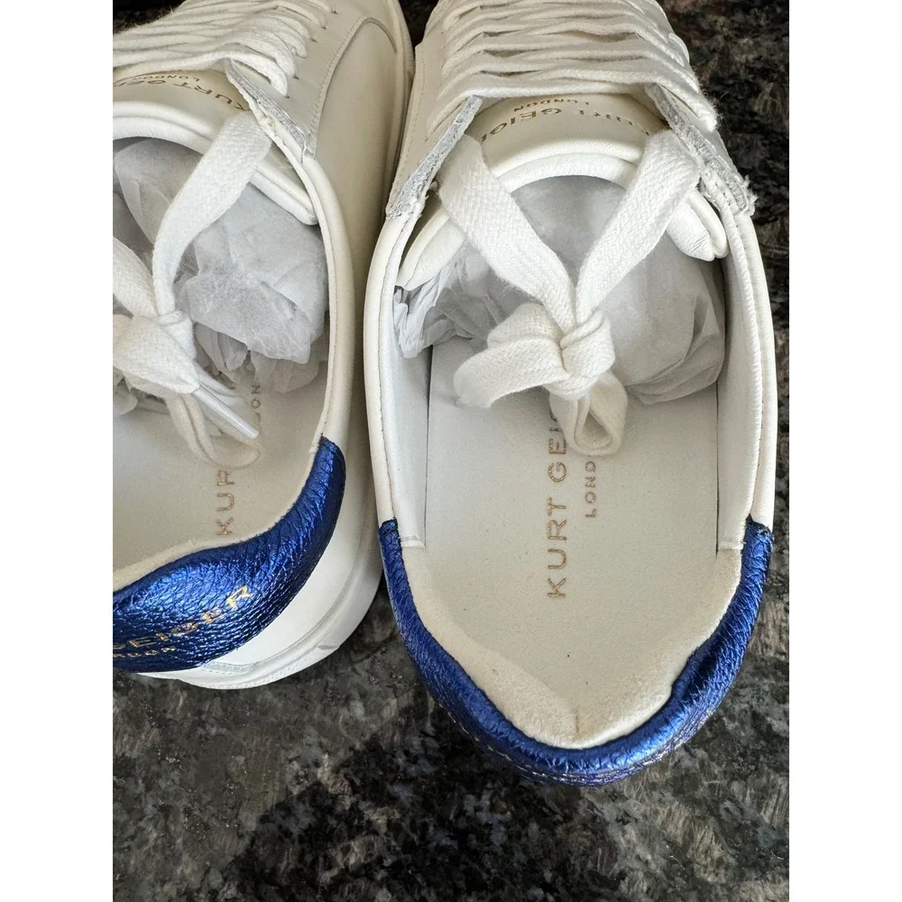 Kurt Geiger London Mens 9.5 White Leather Rainbow Stripe Low Top‎ Sneakers Shoes